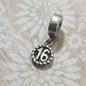 Pandora Silver Sweet 16 Birthday Charm Bead 790494 Authentic